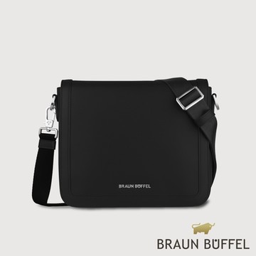 【BRAUN BUFFEL 德國小金牛】台灣總代理  摩森 橫式斜背包-黑色/BF562-61-BK