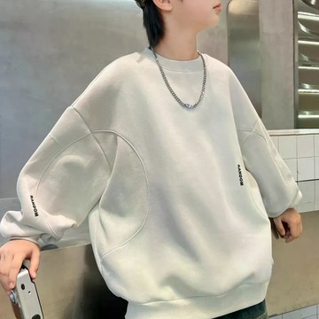 【台灣出貨】免運兒童秋季棉質衛衣百搭韓版洋氣男童中大童純色拼接衛衣休閒圓領