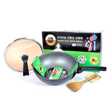 韓國KIMSCHEN花崗巖涂層不沾炒鍋廚房料理不粘鍋油煙少炒菜鍋30cm