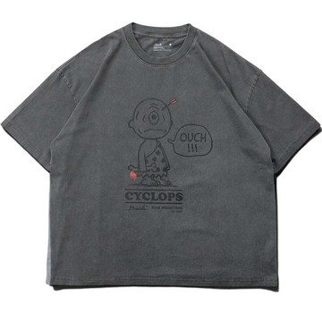 B-SIDE CYCLOPS GRAPHIC SHORT TEE 寬版水洗 獨眼巨人 短T (水洗灰色)