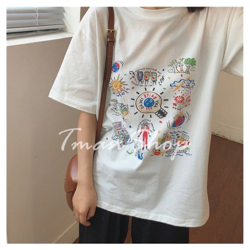 半袖Tシャツ Tシャツ レディース カットソー 半袖 半そで プリント tシャツ トップス カジュアル ゆったり 涼しい 夏服 春夏 オシャ 通販  LINEポイント最大GET | LINEショッピング