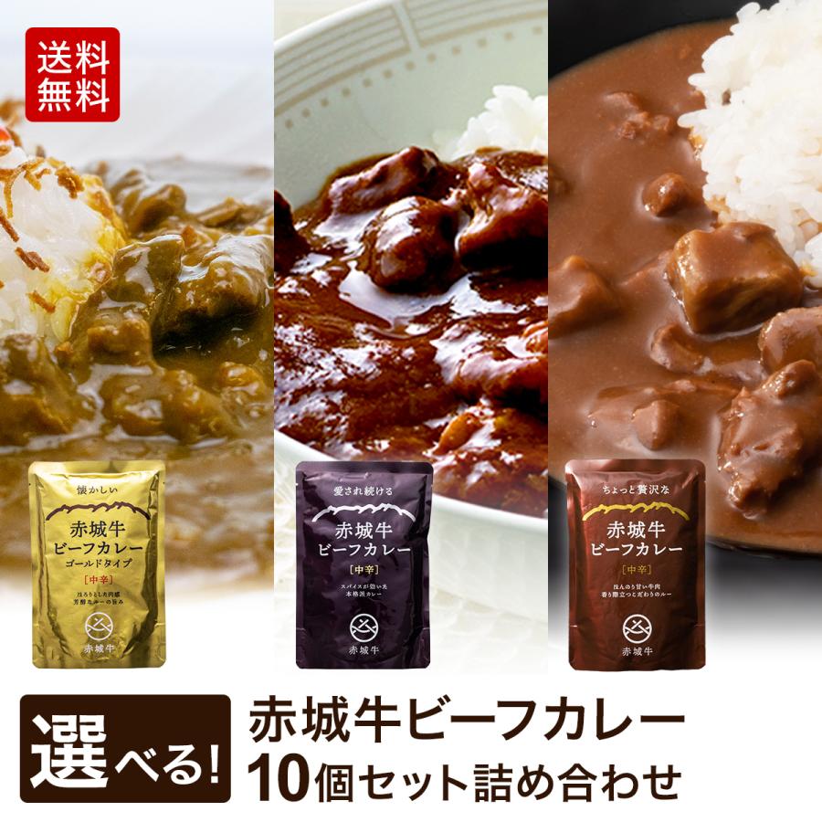 ギフト 2023 レトルト カレー 赤城牛 ビーフカレー 選べる 10個 セット 甘口 中辛 辛口 詰め合わせ 送料無料