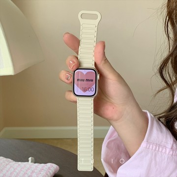純色反扣硅膠磁吸扣錶帶 適用於 Apple watch 蘋果 10 9 8 7 6 SE iWatch 錶帶 手腕錶帶