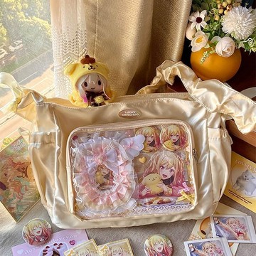 Bag House👜 學院日係簡約單肩郵差包包大容量二次元吧唧少女透明痛包斜挎包