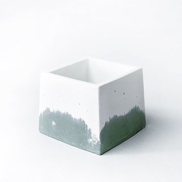 莫蘭迪綠系列 | 方形雙色漸層水泥盆器 可搭配同色底盤