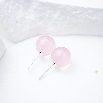 泡泡球天然粉水晶 黃水晶耳針