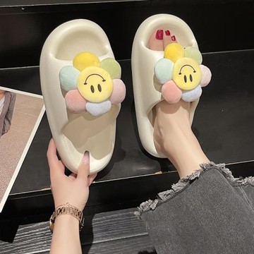 元氣少女奶甜好rua涼拖鞋女外穿夏季厚底踩屎感一字拖鞋家居拖鞋