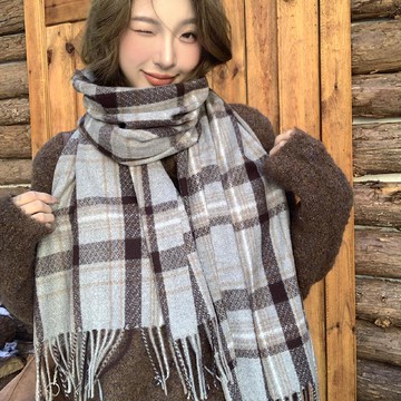 🔥2件9折🍊臺北出貨🍊可開發票日韓新款復古格子圍巾女冬季時尚百搭加厚圍脖氛圍感學生情侶披肩