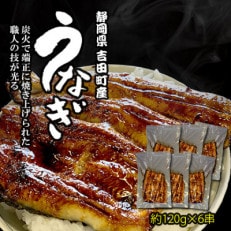 国産うなぎ 職人手焼き 炭火 うなぎ蒲焼き  約120g×6串(タレ付)