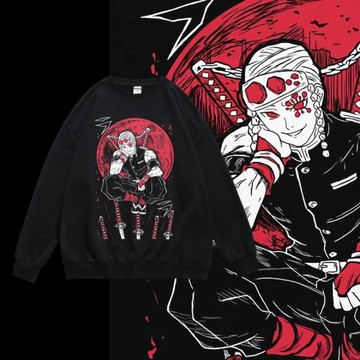 二次元鬼滅之刃音柱宇髄天元動漫周邊衛衣春秋寬松男女bf套頭圓領