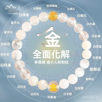 紫南宮過爐開光🙏🏻七月初更新-普陀山五行缺金補金喜用金手鏈天然水晶白色能量多寶手串男女飾品 SIRW
