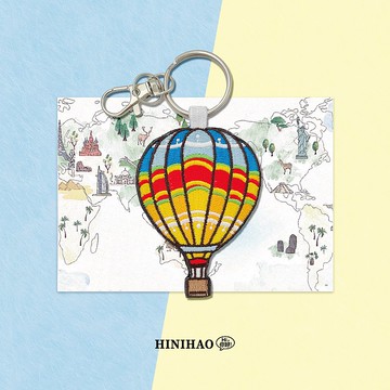 雙面刺繡鑰匙圈-彩虹條紋熱氣球
