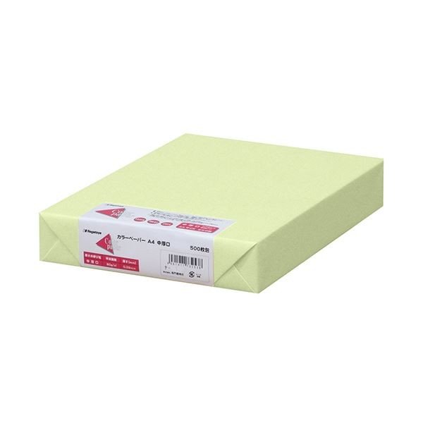 (まとめ) 長門屋商店 Color Paper A4中厚口 若草 ナ-3256 1冊(500枚) 〔×5セット〕