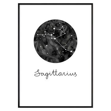 射手座 Sagittarius 星座掛畫  70 x 50cm  黑色