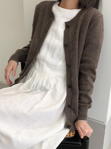 軟糯羊毛針織開衫 藕色 I Grizzly Cashmere Wool Cardigan