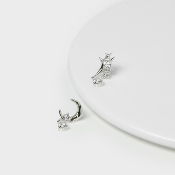 SO NICE 輕奢星星月亮鋯石耳環