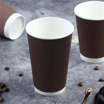 加厚雙層瓦楞咖啡奶茶一次性紙杯熱飲杯子防燙280ml400紙杯ML商用