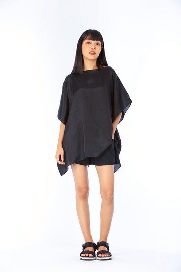 Poncho Blouse Cotton Silk Hand Paint Free Size