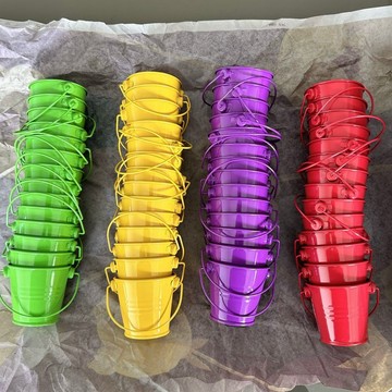 💥臺灣有貨🌈免運!💥升級版彩色迷你小鐵桶手提小桶鐵藝圓桶可愛兒童沙灘玩具敞口花盆清倉