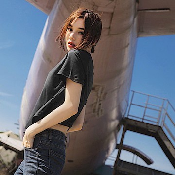 OB嚴選-圓弧衣襬環保涼感微短版上衣