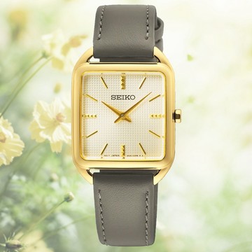 SEIKO CS系列 長方形 簡約雙針OL都會淑女腕錶-金色(SWR090P1/4N30-00L0K)_SK028 送禮 禮物 推薦