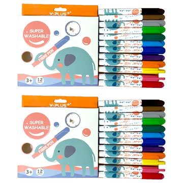 Y-PLUS 可水洗彩色筆  12色  2盒