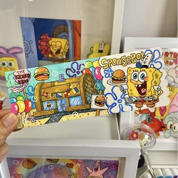 🌞包包優選寶藏品🌟🌟海綿寶寶ins風尼桑紙質高顏值生日禮物卡通學生拍照神器創意書籤🌞