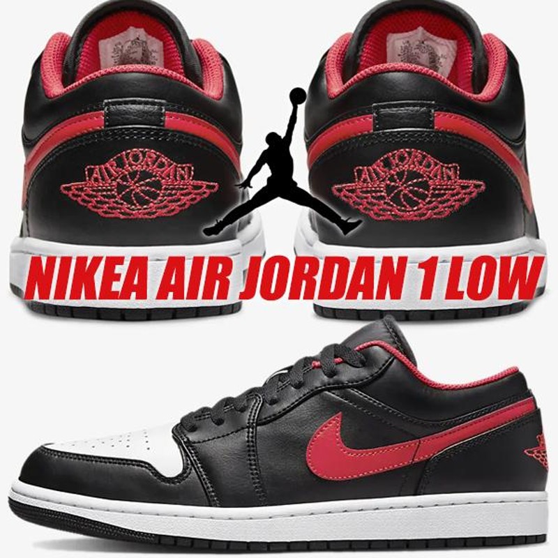 NIKE AIR JORDAN 1 LOW black/fire red-white 553558-063 WHITE TOE