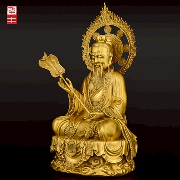 純銅太上老君神像擺件道家供奉太清道德天尊銅像道教三清道祖大號