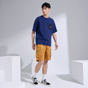 出色多袋工裝休閒短褲(土黃)-男