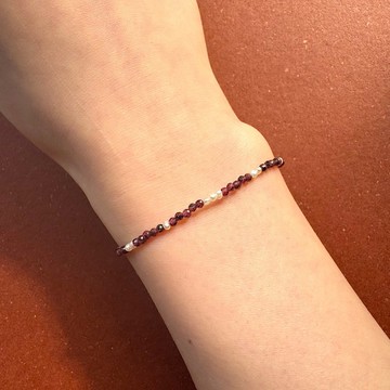 Found.Myth 五行屬火 1月誕生石 天然紅石榴 珍珠 925純銀手鍊