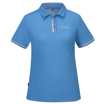 ATUNAS 女款POLARTEC POWER DRY短袖POLO衫A1PS2504W藍/吸濕排汗/透氣快乾/銀離子抗臭
