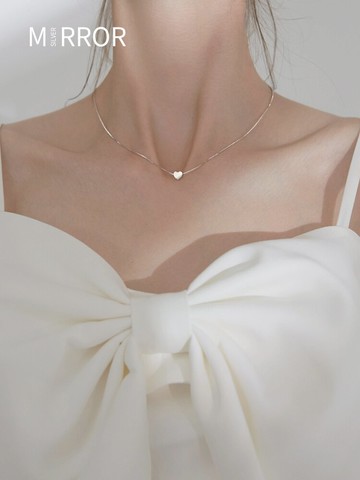 小麋人925項鏈女鎖骨鏈純銀愛心吊墜可愛小眾設計新款ins冷淡風潮