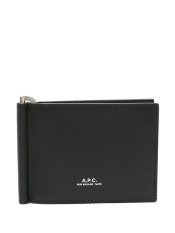 A.P.C. - London money clip wallet - men - Calf Leather/Cotton - One Size - Black