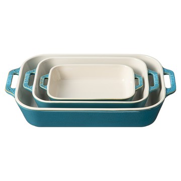 Staub 焗烤盤3件組  松石綠色  1組