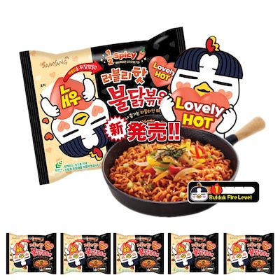 ラブリーホットプルダックポックン麺5個入 プルダクの風味はそのまま辛さは半分!