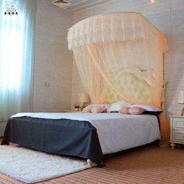 蚊帳 新款加厚U型伸縮不銹鋼支架 三開門宮廷 夏日家用雙人 家用蚊帳加密特惠/免運 可開發票 全館折扣 m5417