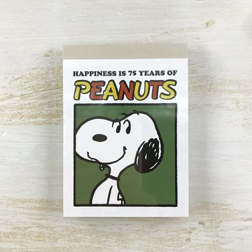 日本製 Peanuts 史努比 snoopy 75th 周年紀念款 迷你便條紙(綠色)-日本直送，現貨在台｜小鶴日貨