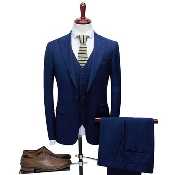2023秋季新款精品男士西服套裝新郎結婚羊毛款西服三件套men suit鑫弘-錦衣華服