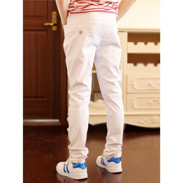 品牌童裝男童休閑長褲加厚秋冬款中大男童白色純棉休閑褲彈力