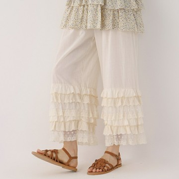 【巴黎精品】現貨+預購 休閒褲日系長褲-森系多層蕾絲花邊女褲子4色a1ja1