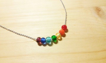 柚子林琉璃 - 彩虹泡泡 - 琉璃項鍊 - 小顆,細鍊款