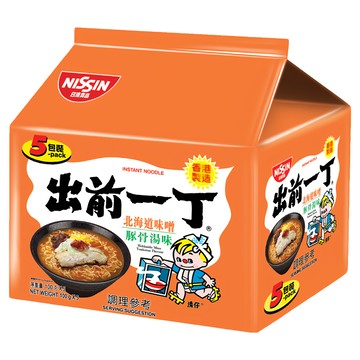 NISSIN 日清 出前一丁 北海道味噌豚骨湯麵 橘 Set 5包 濃郁豚骨湯底 粗身Q彈麵條