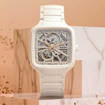 RADO 雷達 官方授權 True 真我系列 方形開芯自動機械鑽石腕錶 夏日煥新提案 送禮推薦-38mm R03 R27073722