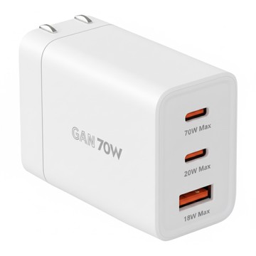 Meet Mind 簡約系列 Simple 70W GaN氮化鎵超快速充電器 3孔 2C1A  白色  1個