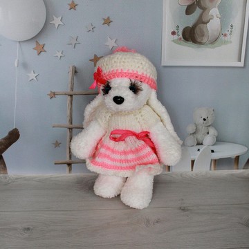 美麗的毛絨兔子，白色毛茸茸的兔子，女嬰禮物，生日玩具