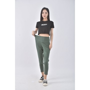 (XL) adidas高腰運動質感瑜珈綠色長褲二手衣