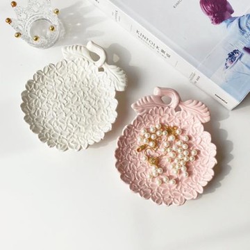 繡球季 出口立體浮雕繡球花陶瓷首飾收納托盤 甜品盤家用餐碟骨碟