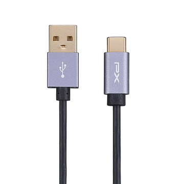 PX 大通 高速充電傳輸線 USB2.0 C to A 支援9V快充 5V@3A大電流 耐插拔1萬次  1m  黑色  1條