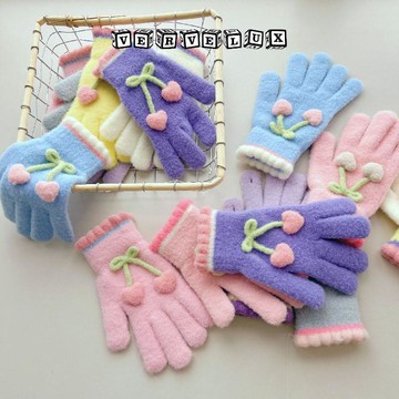 两件9.9折🔥臺灣出貨🔥可開發票✅秋冬可愛手套女百搭加厚防寒針織騎行保暖冬季全指學生可觸屏手套